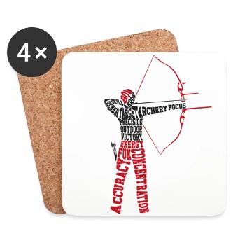 Archery Bow Archer Word Cloud - Untersetzer (4er-Set) - Weiß - Vorne
