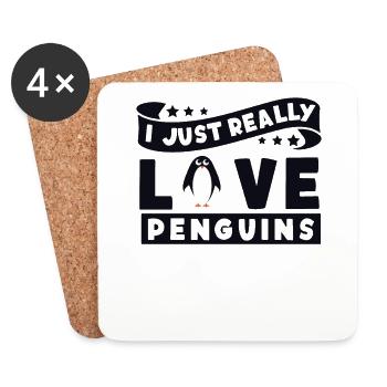 I Really Love Penguins Emperor Sea Bird King - Coasters (set of 4) - white - Front