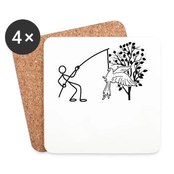 Papagei vom Baum Lustiger - Untersetzer (4er-Set) - Weiß - Vorne