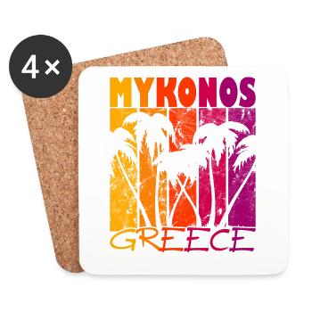Mykonos Greece Sunset - Coasters (set of 4) - white - Front