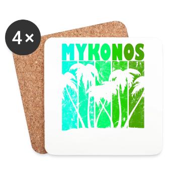 Mykonos Greece Sunset - Coasters (set of 4) - white - Front