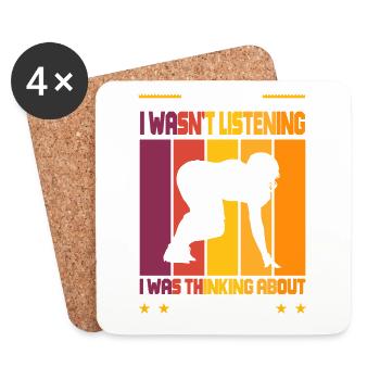Wasn't Listening was thinking about Football - Untersetzer (4er-Set) - Weiß - Vorne