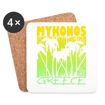 Mykonos Greece Sunset - Coasters (set of 4) - white - Front