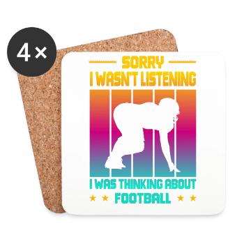 Wasn't Listening was thinking about Football - Untersetzer (4er-Set) - Weiß - Vorne