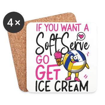 Volleyball Player Team Ice Cream - Untersetzer (4er-Set) - Weiß - Vorne