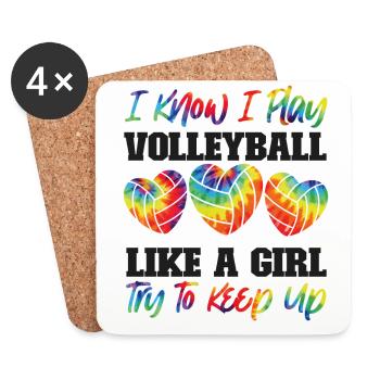 Volleyball Player Team Girl Tie - Coasters (set of 4) - white - Front