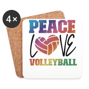 Volleyball Player Team Peace Love - Coasters (set of 4) - white - Front
