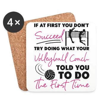 Volleyball Player Team Coach If At - Coasters (set of 4) - white - Front