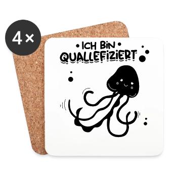 Lustige Qualle I Ich Bin Quallefiziert - Untersetzer (4er-Set) - Weiß - Vorne