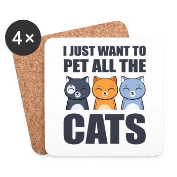 I Just Want To Pet All The Cats Miezekatze - Untersetzer (4er-Set) - Weiß - Vorne