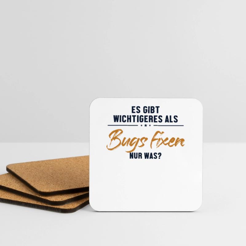 Wichtigeres als Bugs Fixen Developer Coder Untersetzer (4er-Set)