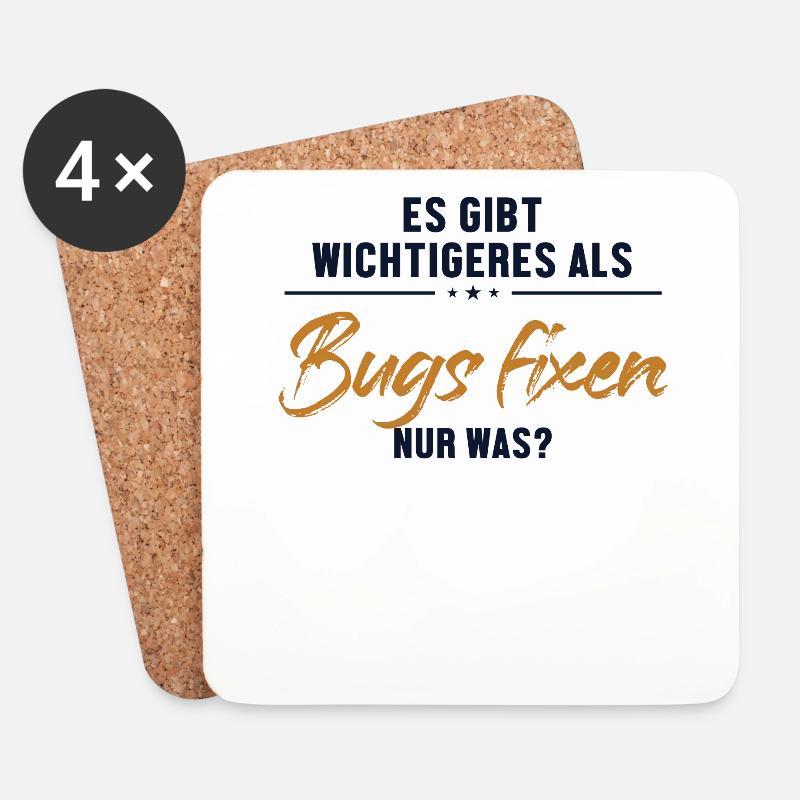 Wichtigeres als Bugs Fixen Developer Coder - Untersetzer (4er-Set) - Weiß
