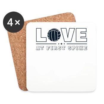 Love at First Spike Joueur de volley Volley - Dessous de verre (lot de 4) - blanc - Devant