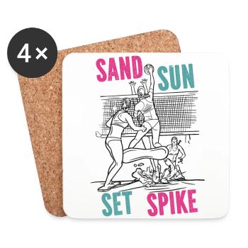 Joueur de volleyball Équipe Sand Sun - Dessous de verre (lot de 4) - blanc - Devant