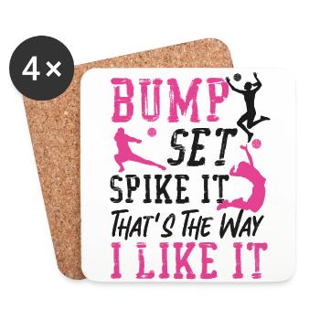 Volleyball Player Team Bump Set - Coasters (set of 4) - white - Front