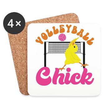 Joueur de volleyball Équipe Poulet - Dessous de verre (lot de 4) - blanc - Devant