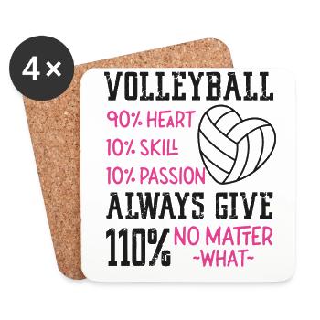 Joueur de volleyball Équipe volleyball - Dessous de verre (lot de 4) - blanc - Devant
