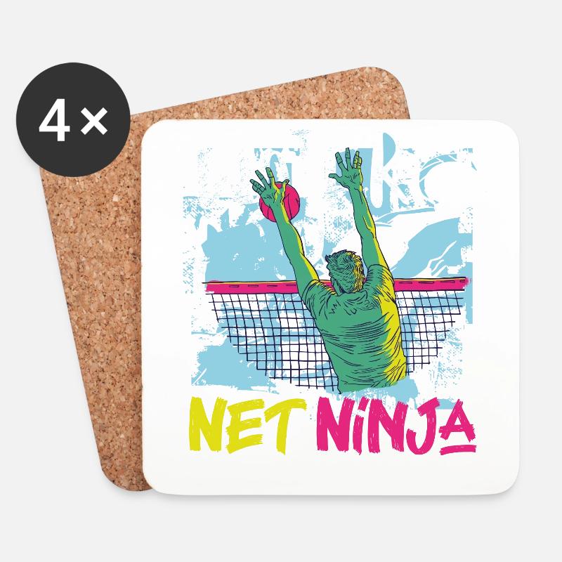 Volleyball Player Team Ninja 80s - Untersetzer (4er-Set) - Weiß