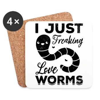 Nice worm lover I love only damn - Coasters (set of 4) - white - Front