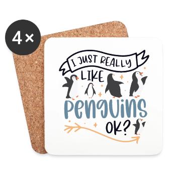I Really Like Penguins Sea Bird King Emperor - Coasters (set of 4) - white - Front