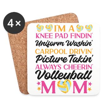 Joueuse de volleyball Équipe Maman Mère - Dessous de verre (lot de 4) - blanc - Devant