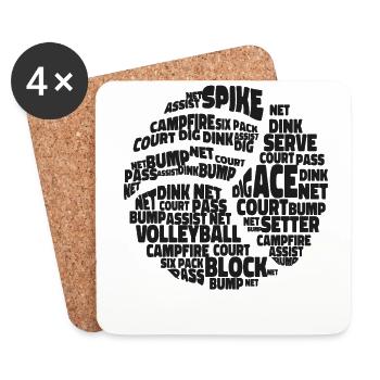 Joueur de volleyball Équipe Nuage de mots - Dessous de verre (lot de 4) - blanc - Devant