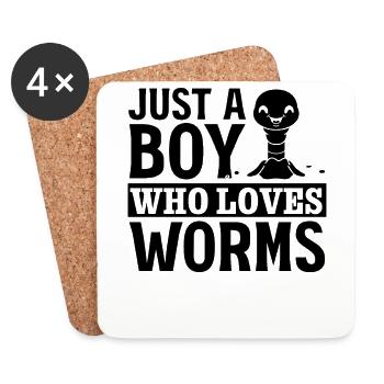 Worm lover compost worms I'm just a boy, - Coasters (set of 4) - white - Front