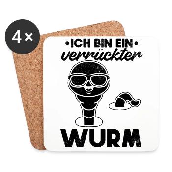 Lustige Würmer Lustiger Wurm I Ich Bin Ein - Untersetzer (4er-Set) - Weiß - Vorne