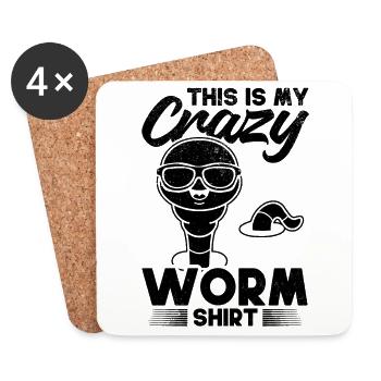 This is my crazy worm shirt Funny worm - Coasters (set of 4) - white - Front
