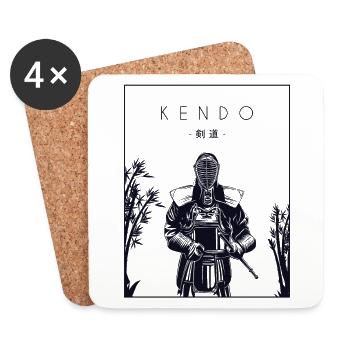 Kendo Chinese Hanzi Kenjusu Kata Shinai Samurai - Coasters (set of 4) - white - Front
