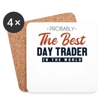 Best Day Trader World Bull Bear Day Trader Stock - Coasters (set of 4) - white - Front