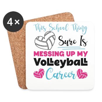 Équipe de volley-ball cette école - Dessous de verre (lot de 4) - blanc - Devant