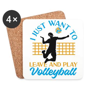 Équipe de volley-ball que je veux juste - Dessous de verre (lot de 4) - blanc - Devant