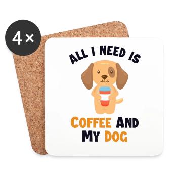 Coffee and my Dog Dachshund Teckel Hund - Untersetzer (4er-Set) - Weiß - Vorne