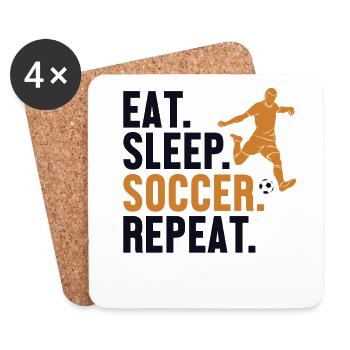 Eat Sleep Soccer Repeat Joueur de football - Dessous de verre (lot de 4) - blanc - Devant