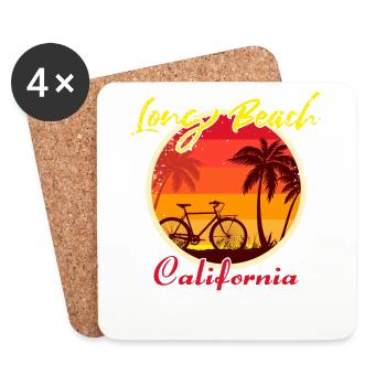 Long Beach California Fahrrad - Untersetzer (4er-Set) - Weiß - Vorne