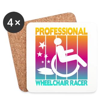 Coureur professionnel en fauteuil roulant - Dessous de verre (lot de 4) - blanc - Devant