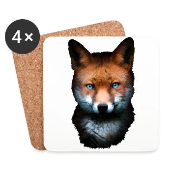 Fuchs Blaue Augen Geschenk Opa Waldtiere Rotfuchs - Untersetzer (4er-Set) - Weiß - Vorne