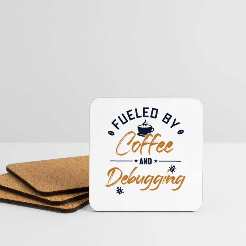 Fueled by Coffee and Debugging Developer Coder Untersetzer (4er-Set)
