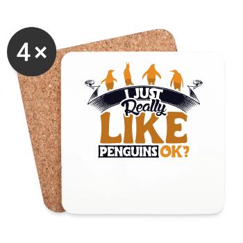 I Really Like Penguins Pingouin empereur Oiseau - Dessous de verre (lot de 4) - blanc - Devant
