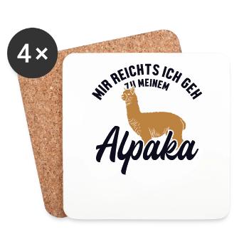 Mir reichts ich geh zum Alpaka Pako Lama Huacaya - Untersetzer (4er-Set) - Weiß - Vorne