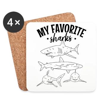 Sharkfish Mes requins préférés Grand requin blanc - Dessous de verre (lot de 4) - blanc - Devant