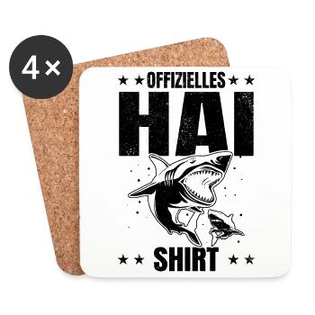 Offizielles Hai Shirt Haifisch Haifische Hai - Untersetzer (4er-Set) - Weiß - Vorne