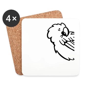 Perroquet Oiseau Perroquet Perruche Oiseau - Dessous de verre (lot de 4) - blanc - Devant