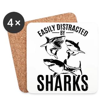 Great White Shark Love Ich werde leicht von Haien - Untersetzer (4er-Set) - Weiß - Vorne