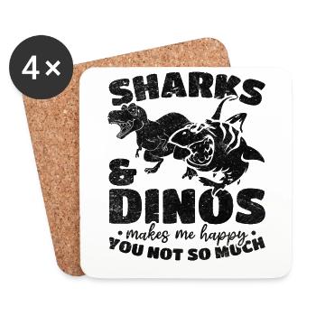 Sharks & Dinos makes me happy you don't so se - Coasters (set of 4) - white - Front
