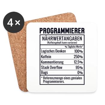 Programmierer Nährwertangaben Developer Coder - Untersetzer (4er-Set) - Weiß - Vorne