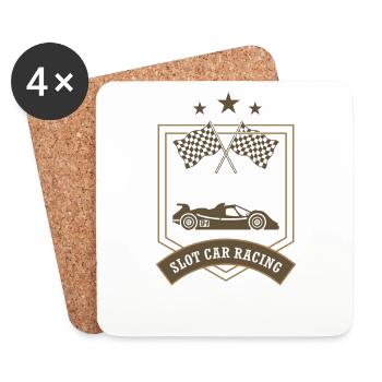 Slot Car Racing Emblem Car Drag Racing RC Car - Coasters (set of 4) - white - Front
