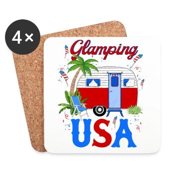 Glamping aux États-Unis le 4 juillet - Dessous de verre (lot de 4) - blanc - Devant