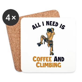 Coffee and Climbing Alpinklettern Sportklettern - Untersetzer (4er-Set) - Weiß - Vorne